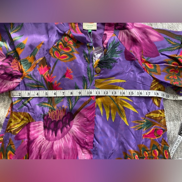 Farm Rio✨Maxi Flowers Maxi Shirtdress- Purple - Picture 5 of 7